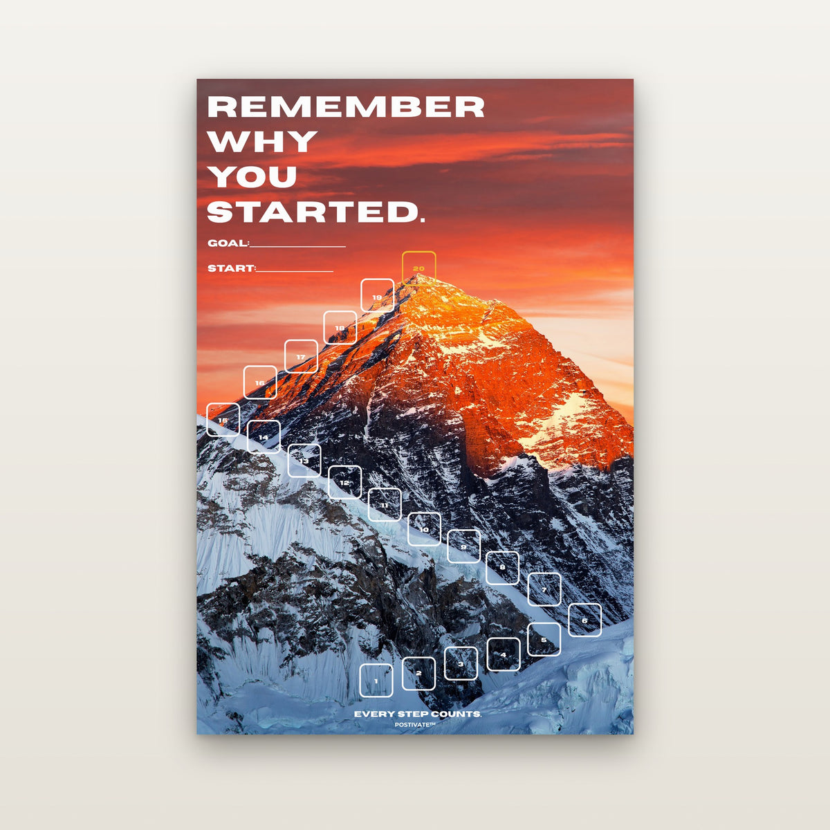POSTIVATE Mount Everest Motivationsposter 40 × 60 cm ohne Rahmen