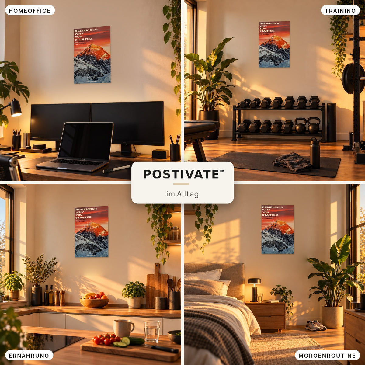 POSTIVATE Mount Everest Motivationsposter 40 × 60 cm ohne Rahmen im Alltag – im Homeoffice, im Gym, in der Küche und bei der Morgenroutine