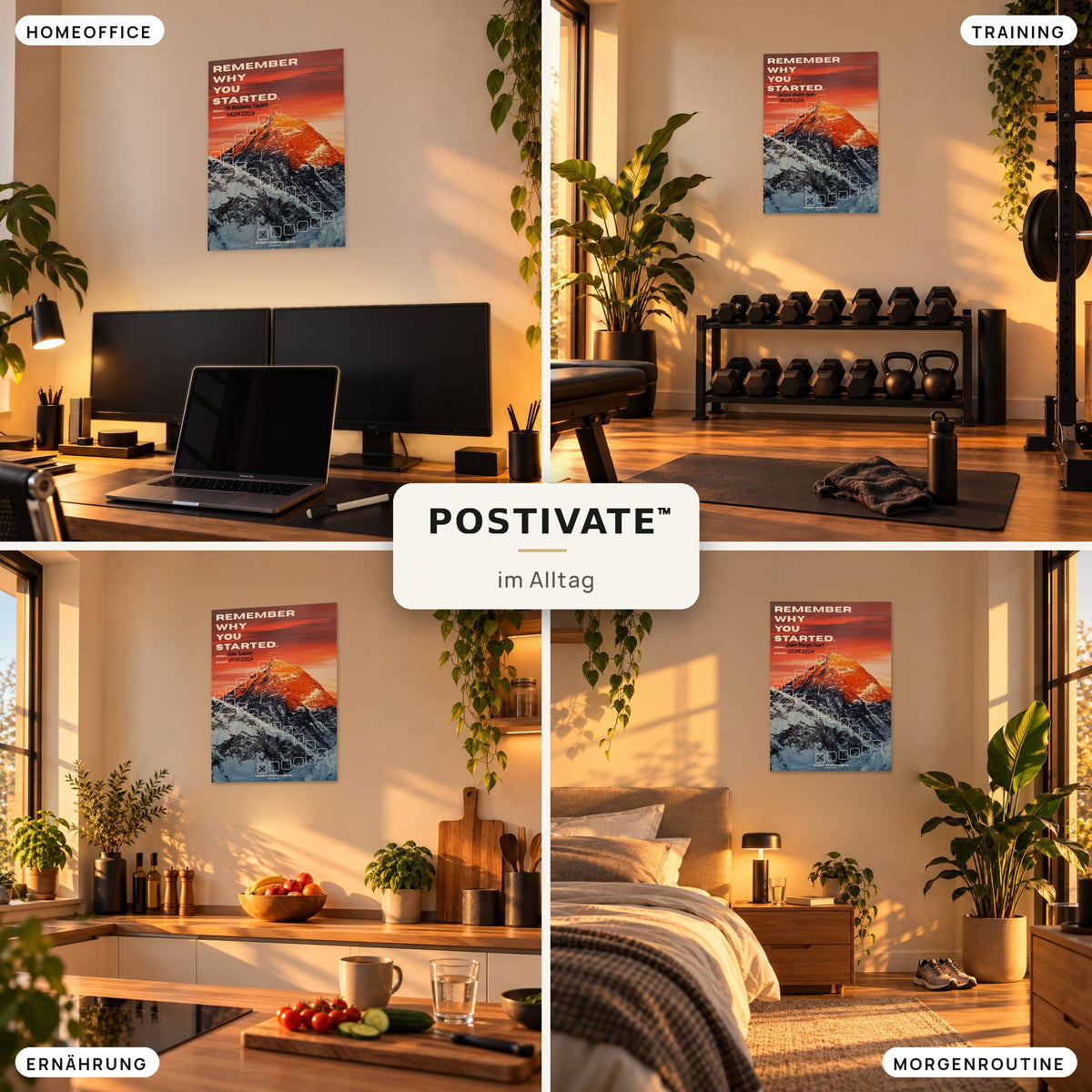 POSTIVATE Mount Everest Motivationsposter 50 × 70 cm ohne Rahmen im Alltag – im Homeoffice, im Gym, in der Küche und bei der Morgenroutine