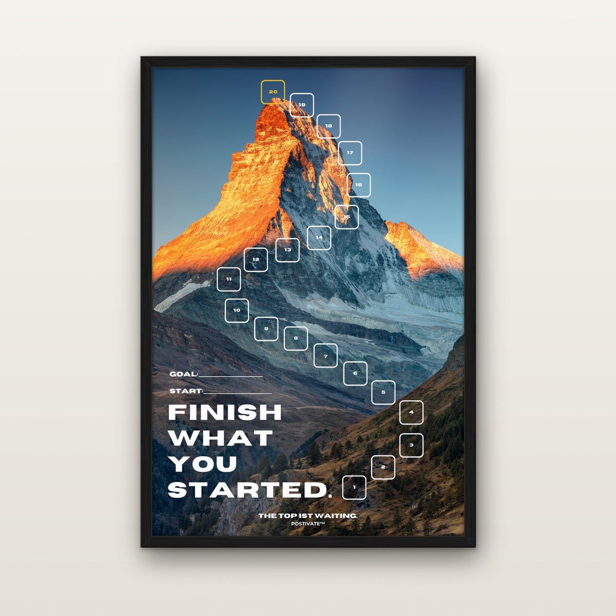 POSTIVATE Matterhorn Motivationsposter 40 × 60 cm mit Rahmen