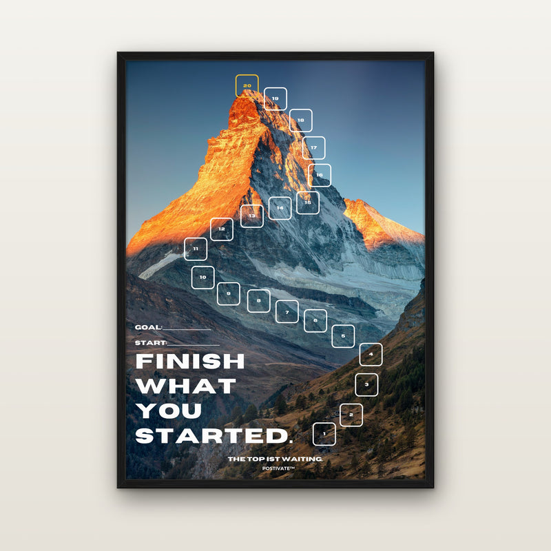POSTIVATE Matterhorn Motivationsposter 50 × 70 cm mit Rahmen
