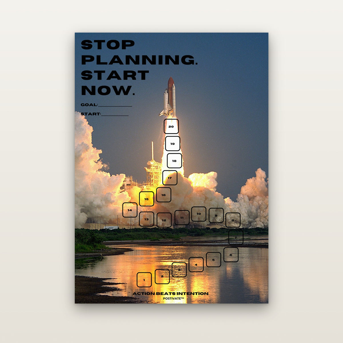 POSTIVATE Rakete Motivationsposter 50 × 70 cm ohne Rahmen